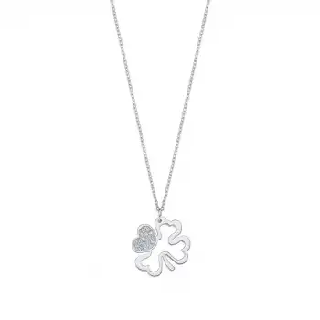 Diamond Heart Clover Pendant Necklace