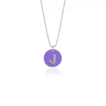 Diamond Letter J Enamel Necklace