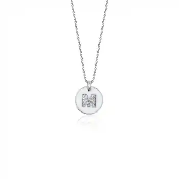 Diamond Letter M Enamel Necklace