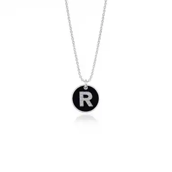 Diamond Letter R Enamel Necklace