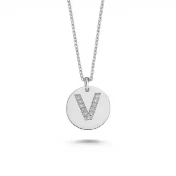 Diamond Letter V Pendant Necklace