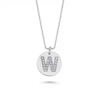 Diamond Letter W Pendant Necklace