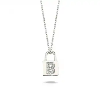 Diamond Lock Letter B Pendant Necklace