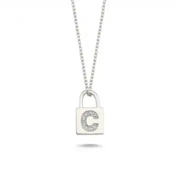 Diamond Lock Letter C Pendant Necklace