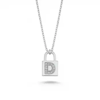 Diamond Lock Letter D Pendant Necklace