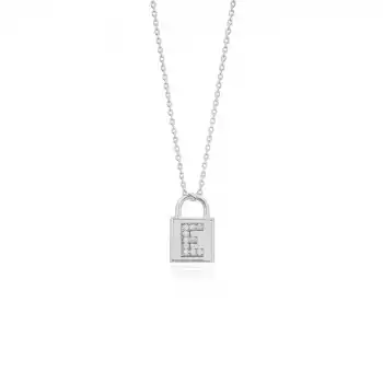 Diamond Lock Letter E Pendant Necklace