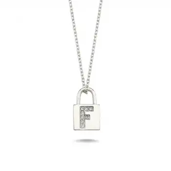 Diamond Lock Letter F Pendant Necklace