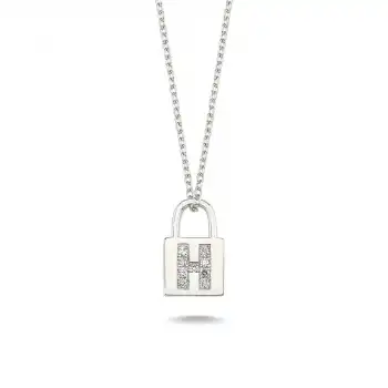 Diamond Lock Letter H Pendant Necklace