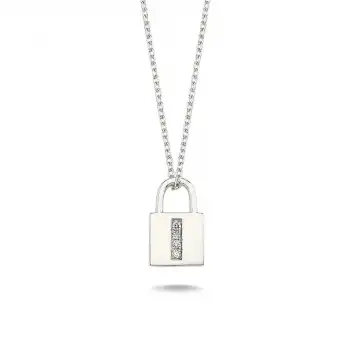 Diamond Lock Letter I Pendant Necklace
