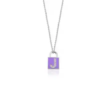 Diamond Lock Letter J Enamel Necklace