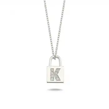 Diamond Lock Letter K Pendant Necklace