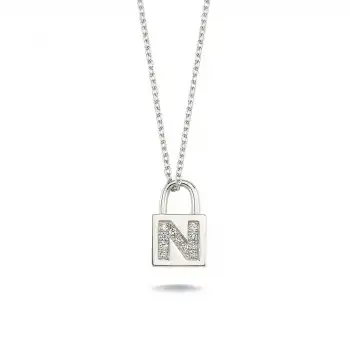 Diamond Lock Letter N Pendant Necklace