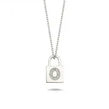 Diamond Lock Letter O Pendant Necklace