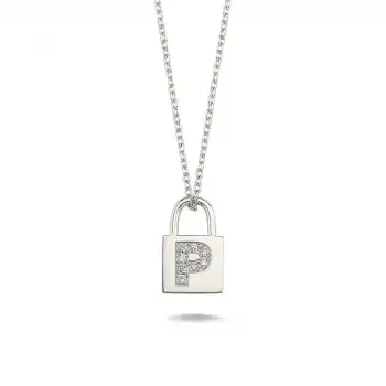 Diamond Lock Letter P Pendant Necklace