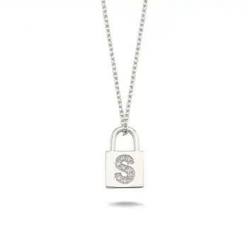 Diamond Lock Letter S Pendant Necklace