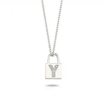 Diamond Lock Letter Y Pendant Necklace