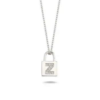 Diamond Lock Letter Z Pendant Necklace