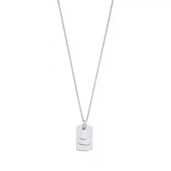 Diamond Stacked Tag Pendant Necklace