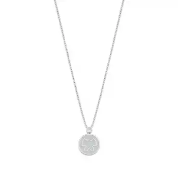 Diamond White Ribbon Pendant Necklace