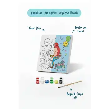 Doğum Günü Palyaçosu Boyama Tuvali – Şövalesiz Boya Seti 20x20