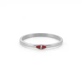 Eye Motif Rouge Enamel Diamond Ring
