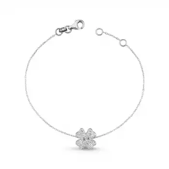 Four-Leaf Clover Pave Diamond Chain Bracelet