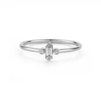 Halo Baguette Diamond Ring