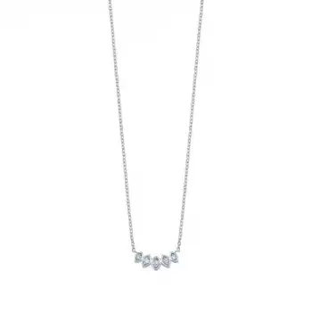 Leaf Motif Five-Stone Diamond Pendant Necklace