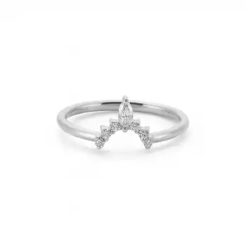 Marquise and Round Diamond Crown Ring