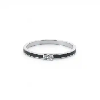Marquise Diamond Black Enamel Ring
