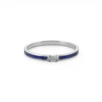 Marquise Diamond Navy Enamel Ring