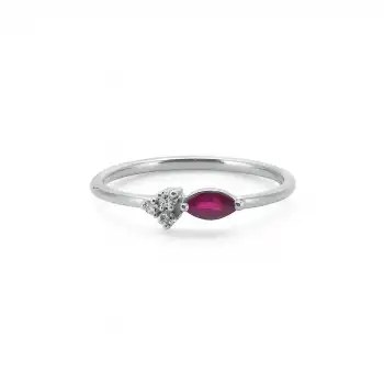 Marquise Ruby Ring with Diamond Accents