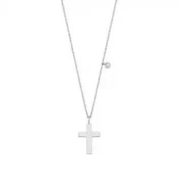 Minimal Diamond Cross Pendant Necklace