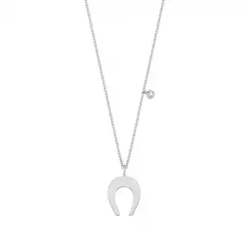 Minimal Diamond Horseshoe Pendant Necklace