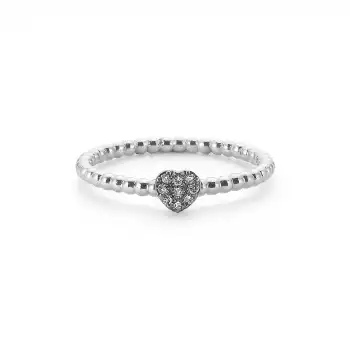 Minimal Heart Pave Diamond Ring