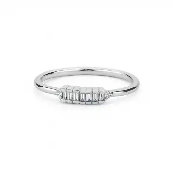 Modern Baguette and Round Diamond Ring