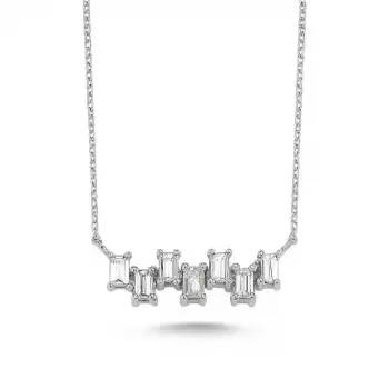 Modern Baguette Diamond Pendant Necklace