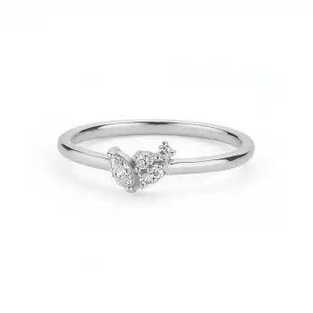 Modern Minimal Marquise and Round Diamond Ring