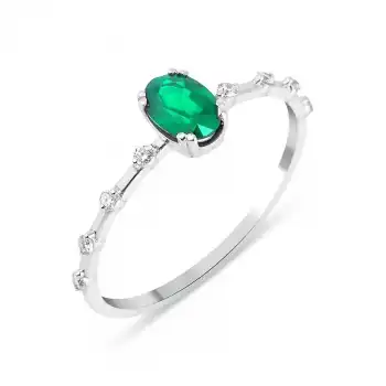 Oval Emerald and Diamond Ring