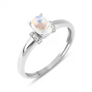 Oval Moonstone and Diamond Ring