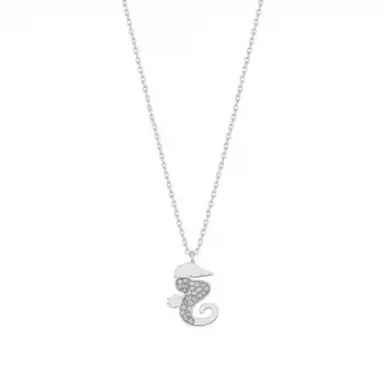 Pave Diamond Seahorse Pendant Necklace