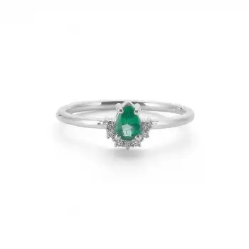 Pear-Shaped Emerald Ring with Diamond Accents