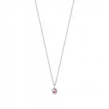 Pink Aura Solitaire Necklace