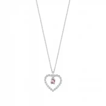 Pink Beaded Heart Necklace