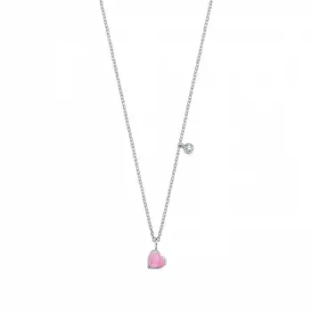 Pink Enamel Heart Necklace