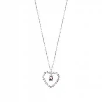 Purple Beaded Heart Necklace