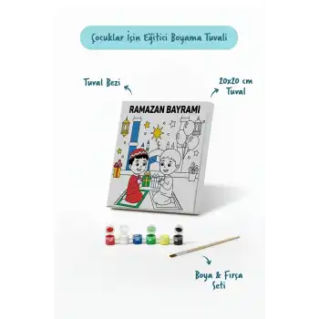 Ramazan Bayramı Çocuklar İçin Eğitici Boyama Tuvali (Şövalesiz)