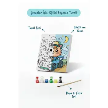 Sevimli Yarışçı Boyama Tuvali – Şövalesiz Boya Seti 20x20
