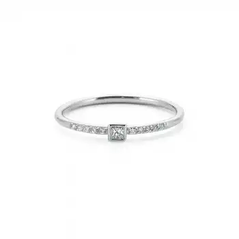 Side Stone Princess Cut Diamond Modern Ring