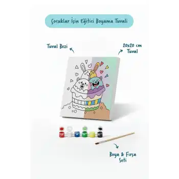 Tatlı Cupcake Boyama Tuvali – Şövalesiz Boya Seti 20x20